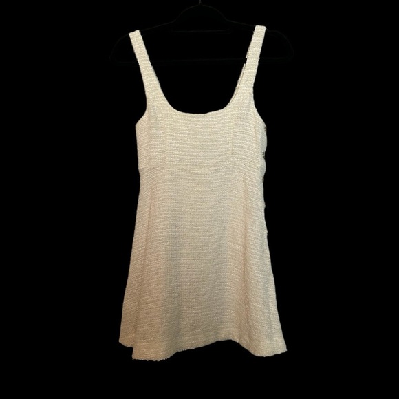 Zara NWT Off White Boucle’ Sleeveless Fully Lined Fit & Flare Mini Dress Sz. XS - Picture 4 of 16